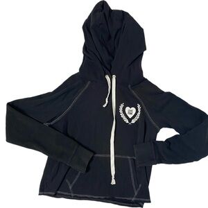 PINK Victoria's Secret Black Hoodie with White Accents
